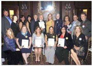 Art Guild Gala honorees, along with board members, Leg. Delia DeRiggi-Whitton and Sands Point Mayor Ed Adler. DeRiggi-Whitton presented the honorees with Certificates of Appreciation on behalf of Nassau County.