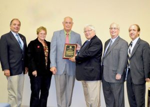 Left to right: Gary Leventhal, Barbara Kosinski, Michael Kosinski, Michael Koblenz, Manny Zuckerman, and Brian Meyerson. Clara Pomerantz, who is not shown, also commended Kosinski for all his tangible achievements over the years.