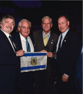 From left: Great Neck activist Dr. Paul Brody, one of the dinner’s associate chair people; President-elect Donald Trump’s appointee for U.S. Ambassador to Israel David Friedman, Esq., president of American Friends of Bet El; Town of Hempstead Councilman Bruce Blakeman and Great Neck activist Jeffrey Wiesenfeld, who are dreaming of the U.S. Embassy moving to Jerusalem. (Photo by Joseph Lobascio, Jr.)