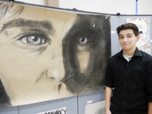 Seth Barbosa with his large scale drawing