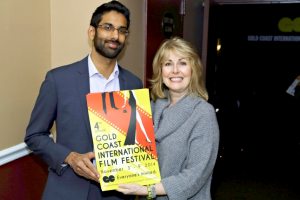 Producer Mo Narang (left) with Alexandra Gil, the festival’s short film curator