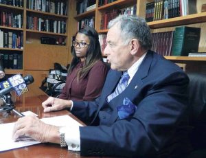 Nyeaira Fulton and attorney Tom Liotti at a press conference last week.