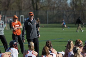 Gallagher talking to the team