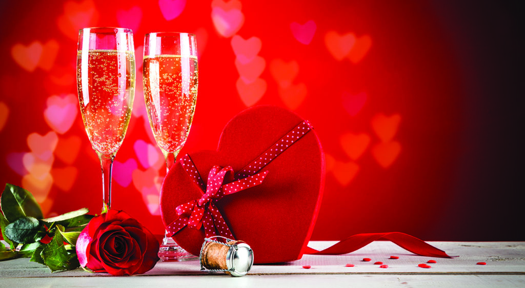 Valentines day background with champagne