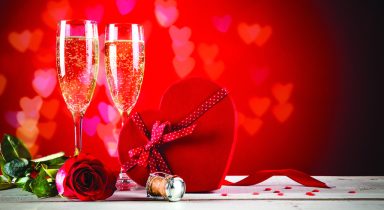 Valentines day background with champagne