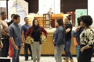 Co-stars Arahmus Brown and Andrea Argueta have a showdown as Danny Zuko and Sandy Olsson