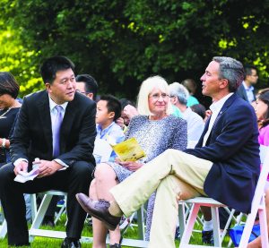 From left: LICAA President Dr. Guodong Zhang, Town of North Hempstead Supervisor Judi Bosworth and New York State Senator Jack M. Martins enjoyed the Mid-Autumn Festival.