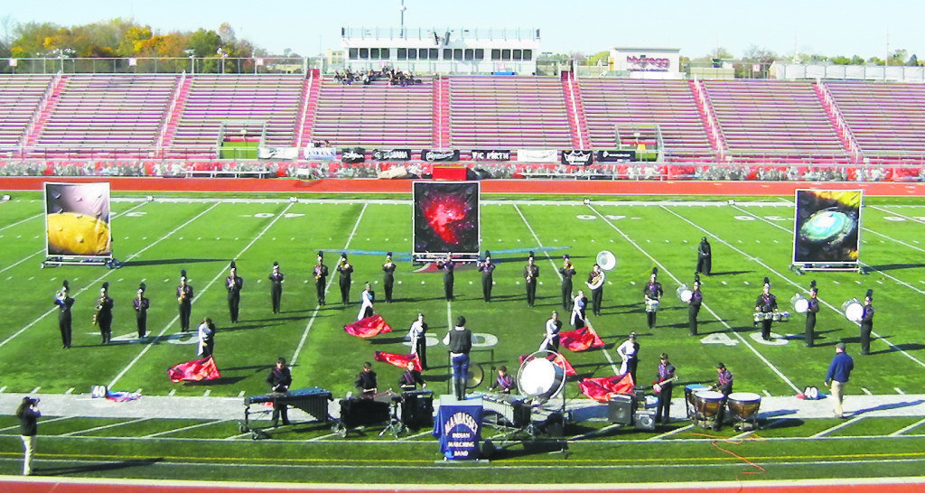 Manhasset High School Marching Band performs its Star Wars show at the USBands Group 1A national championship show in Dover, Delaware on Nov. 8, featuring drum major Jeffrey Chin conducting.