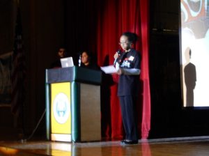Westbury High School student Danielle McDougall spoke on the effect her public school teachers had on her education, and shaping her into a better person.
