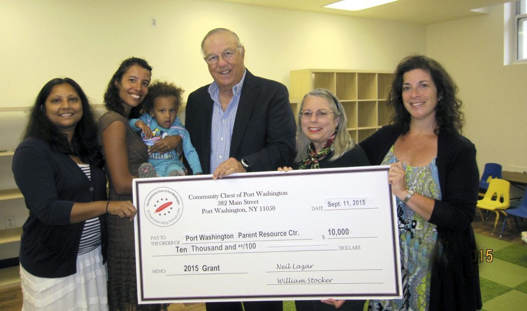 Shelly Persaud, PRC director of operations, Leila Noor-Lewis, PRC director of development, Joel Ziev and Nancy Cowles, members of the Community Chest of Port Washington Mertz Committee, and Julie Meer Harnick, Community Chest executive director.