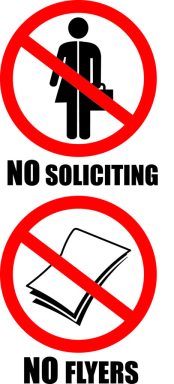 No soliciting and no flyers sign vector