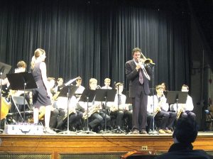 Michael Davis performing with the Weber 7th and 8th grade jazz band