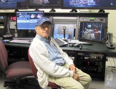 Norman Hall in control room PATV playwright contest