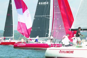 Anthony Dekkers and his children, Luca, 5, and Anabella, 9, who raced on Avalanche at the Charity Cup Regatta.