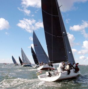 Start of a division at the 37th Annual Manhasset Bay YC Fall Series. (Photo by Doug Stebbins)