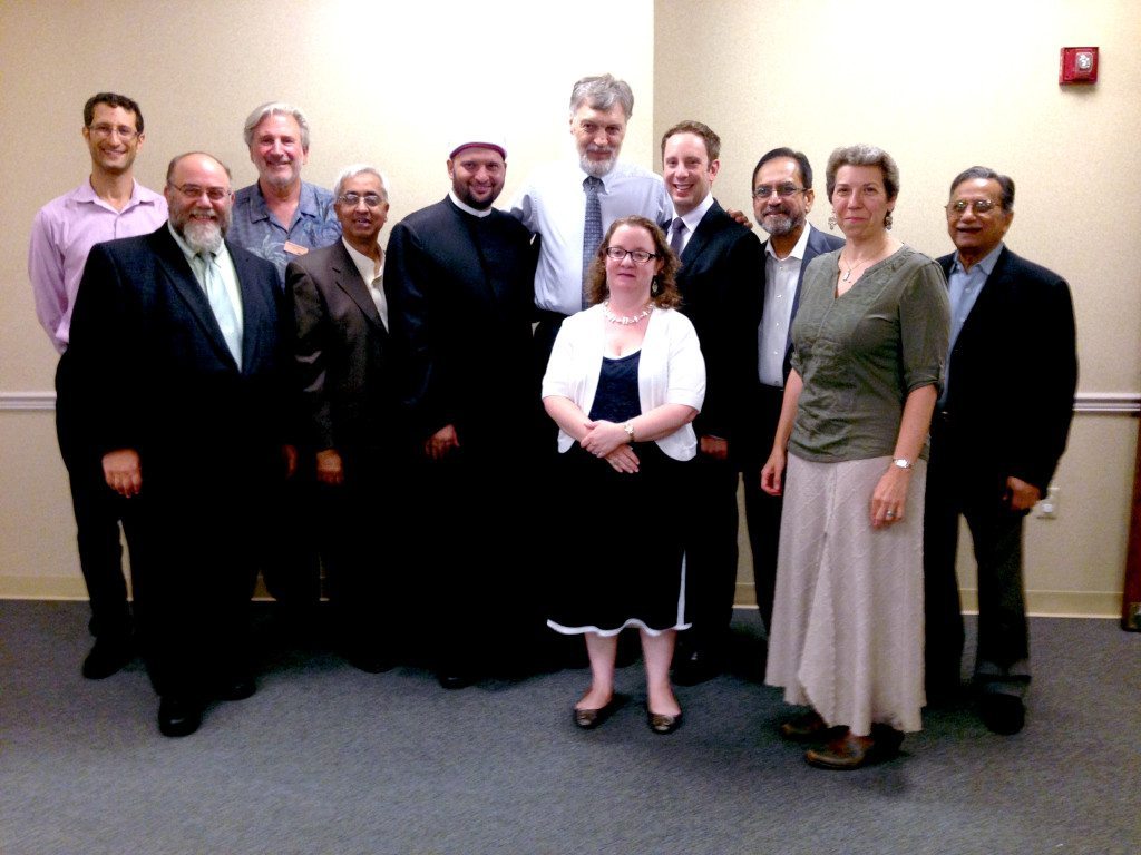 Left to right, Rabbi Seth Adelson of Temple Israel of Great Neck; Rabbi Matt Futterman of Temple Beth El of Cedarhurst; Howard Berrent, president of Temple Sinai; Hebeeb Ahmed of Islamic Center of Long Island; Imam Ibrahim Negm; Rev. Tom Goodhue of LI Council of Churches; Rabbi Cara Weinstein Rosenthal; Rabbi Andrew Gordon of Temple Sinai; Dr. Irgan Amin, board member of Islamic Center of Long Island; Rabbi Lina Zerbarini of Sid Jacobson JCC and Mohammed Selah, chairman of the Long Island Muslim Society. (Photo provided by Howard Berrent)