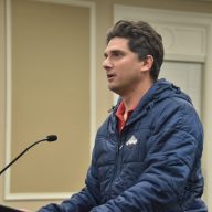 Manhasset Chamber of Commerce Co-President Matthew Donno, shown at a town board meeting, announced he is stepping away from his role as co-president in an email.