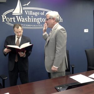 Robert Weitzner is sworn in for a sixth term as Port North Mayor.