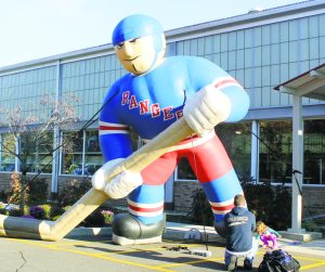 A blow-up Ranger greeted guests at the door of the Andrew Stergiopoulos Ice Rink.
