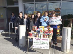 RSNS students, Charlotte Kerpen, Dani Gutenplan, Taylor Gutenplan, Hope Lane, Jack Witkow and Daniel Ruskin, went to local supermarkets for donations from shoppers of nonperishable food items for the St. Peter’s Food Pantry.