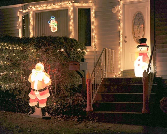 Santa Claus and Frosty the Snowman greet visitors at this Hillside Avenue residence.