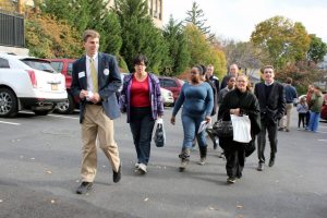 “A Day in the Life” of a St. Mary’s student demonstrated by a student ambassador while leading a tour through the campus.