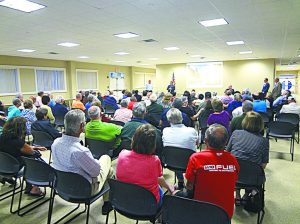 The Hicksville Community Center was jam-packed with local residents for the presentation on the proposed future of the Sears property.