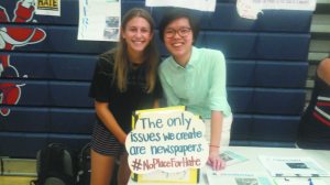 From left: Haley Raphael and Caroline Hong, staff members of the South High newspaper