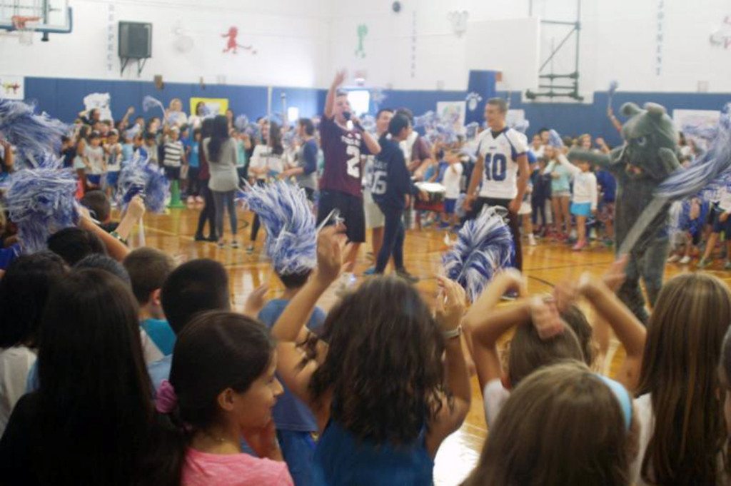 Leading the cheers at the pep rally
