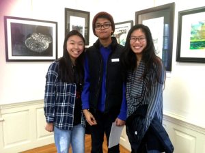 Schreiber student artists Samantha Wong, Prithviraj Talukdar and Francesca Moy