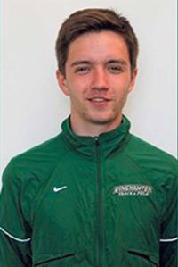 Tim Courts stands proudly after earning All-American honors in the 2K Steeplechase at the New Balance Outdoor National Track & Field Championships. Courts  represents the Bearcats this fall as a member of the cross country and track teams  at SUNY Binghamton.
