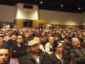 Residents packed the Carle Place High School auditorium to voice their opposition to the casino