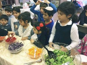 Enjoying the vegetable and salad bar