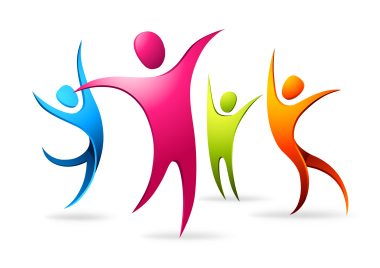 Healthy lifestyle concept with dancing active people.