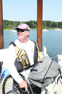 A sailor waiting to get onboard his Sonar.
