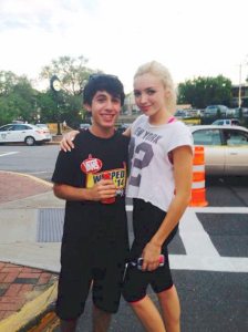 Peyton List poses with Brian Attarian after a workout. 