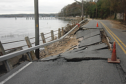 This portion of the West Shore Road looking toward Cleft Road, is seen just sliding into the harbor. oysterbay 2012 11 deriggi 2