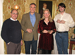 Longtime TOB Landmark Preservation Commission member John Collins, architectural historian; Jonathan Wehle of NYC, a Townsend relative; Harriet Gerard Clark, RHM executive director and Thomas Valentine, staff member. oysterbay 2013 01 rhtwelfth1