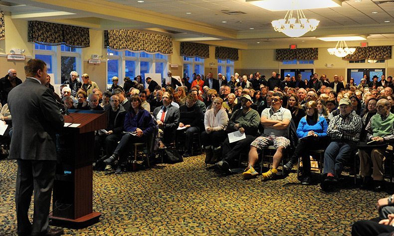 PSEG's Bob Daly facing a packed room. Photo Credit: Tab Hauser