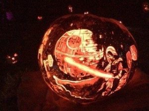 A Star Wars themed jack o' lantern