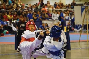 Wong demonstrates  a roundhouse kick.