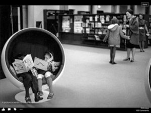 Dome chairs at the new Port Washington Public Library when  it opened, circa early 1970s