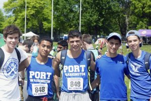 Boys 4x800 relay team: Andrew Adelhart, Geovany Mendez, Aaron Siff-Scherr, Joseph Levine and Peter Kirgis (Photos by Carol Condon)