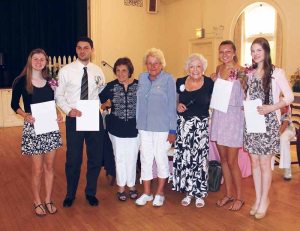From left: Julia Rietbroek, Matthew Collins, Aurora Collins, Woman’s Club of Great Neck President Marcia Muller, Bettilou Feaster, Elizabeth Contino and Carolyn Marino