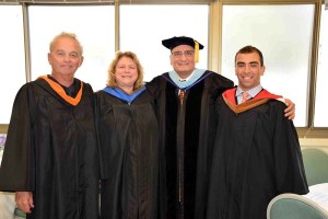 Hicksville Public School District Board of Education President Phil Heckler, secretary Brenda Judson, Superintendent of Schools Dr. Carl Bonuso and board trustee Michael Beneventano prior to the Class of 2016 graduation.