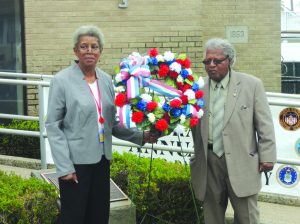 Yvonne Kennedy and William Garnett lay down a memorial wreath to complete the Armed Forces Day festivities