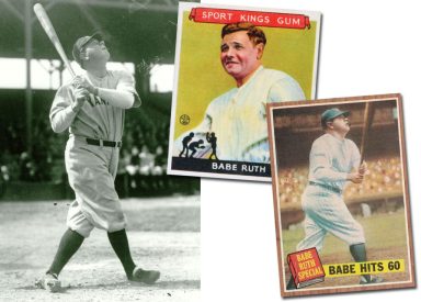 Babe Ruth with baseball cards