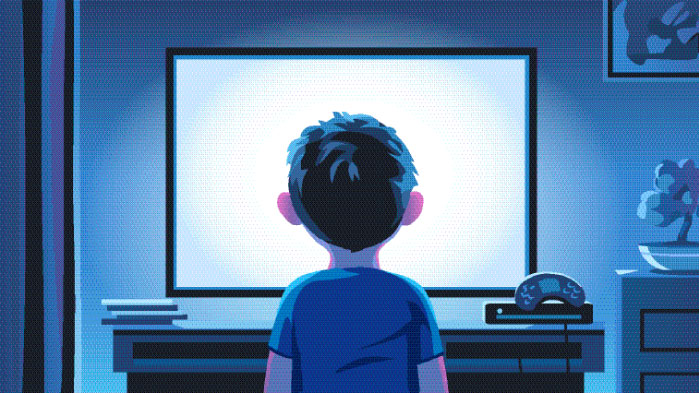 Boy looks at screen