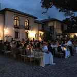Courtyard long tables night