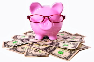 Piggy Bank with Dollars